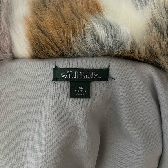Wild Fable Retro Neutral Multicolor Faux Fur Short Open Front Jacket Size XS - Picture 7 of 8